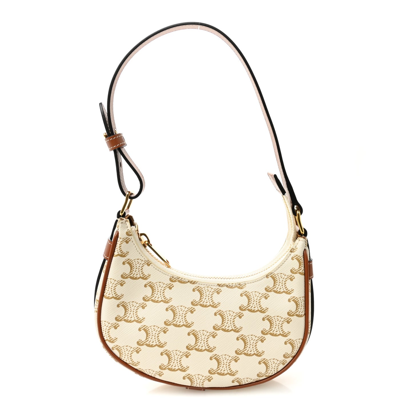 Canvas Calfskin Mini Ava Triomphe Shoulder Bag White
