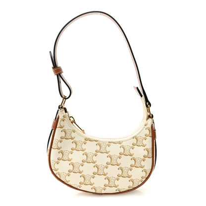 Celine Canvas Calfskin Mini Ava Triomphe Shoulder Bag White 1 of 10