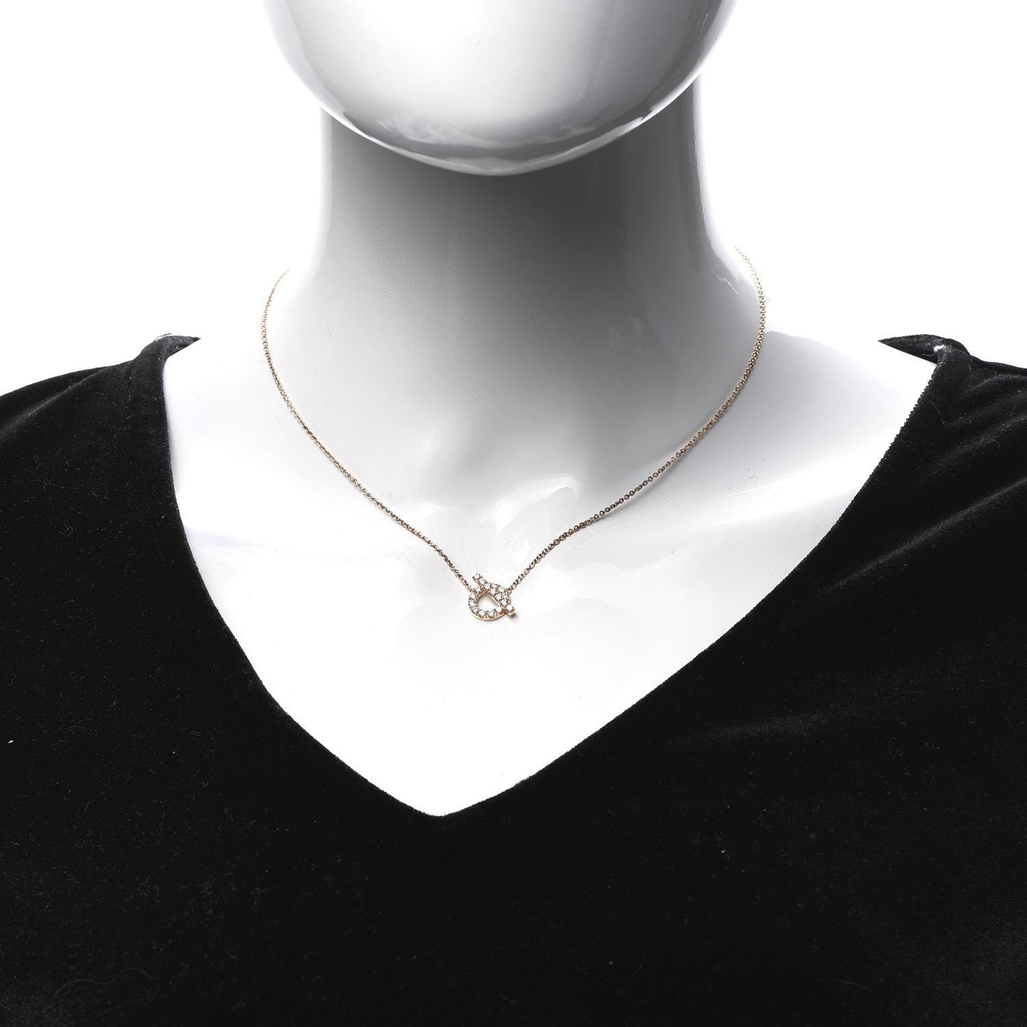 Hermes 18K Rose Gold Diamond Finesse Pendant Necklace 2 of 5