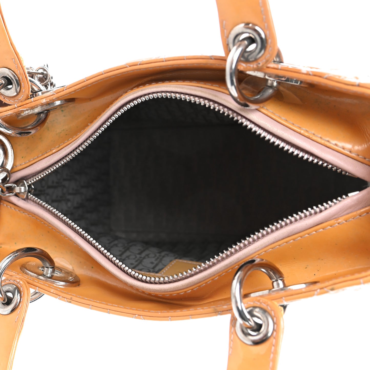 Patent Cannage Medium Lady Dior Beige