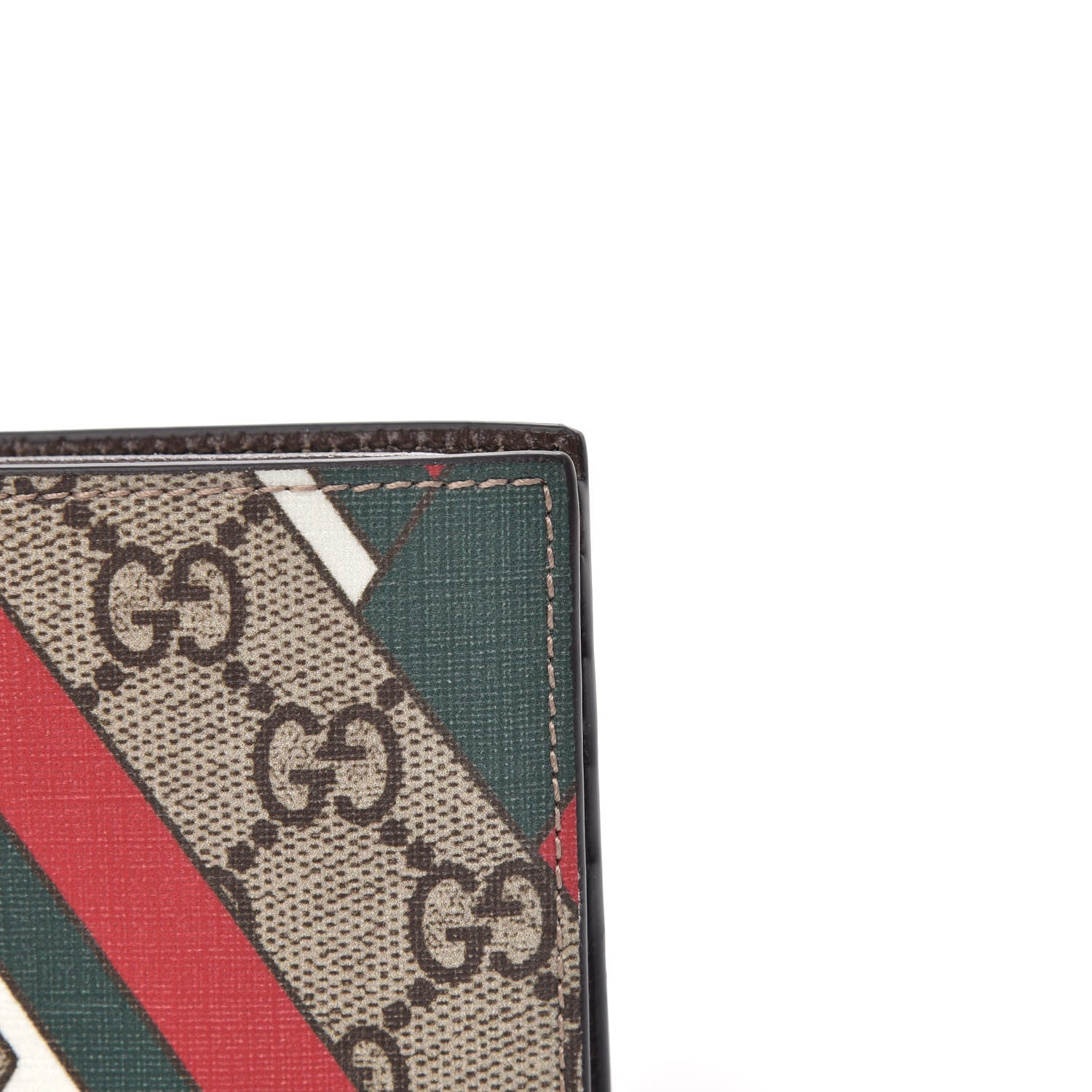 Gucci GG Supreme Monogram Chevron Bi-Fold Wallet Beige Green Red New Acero 10 of 10