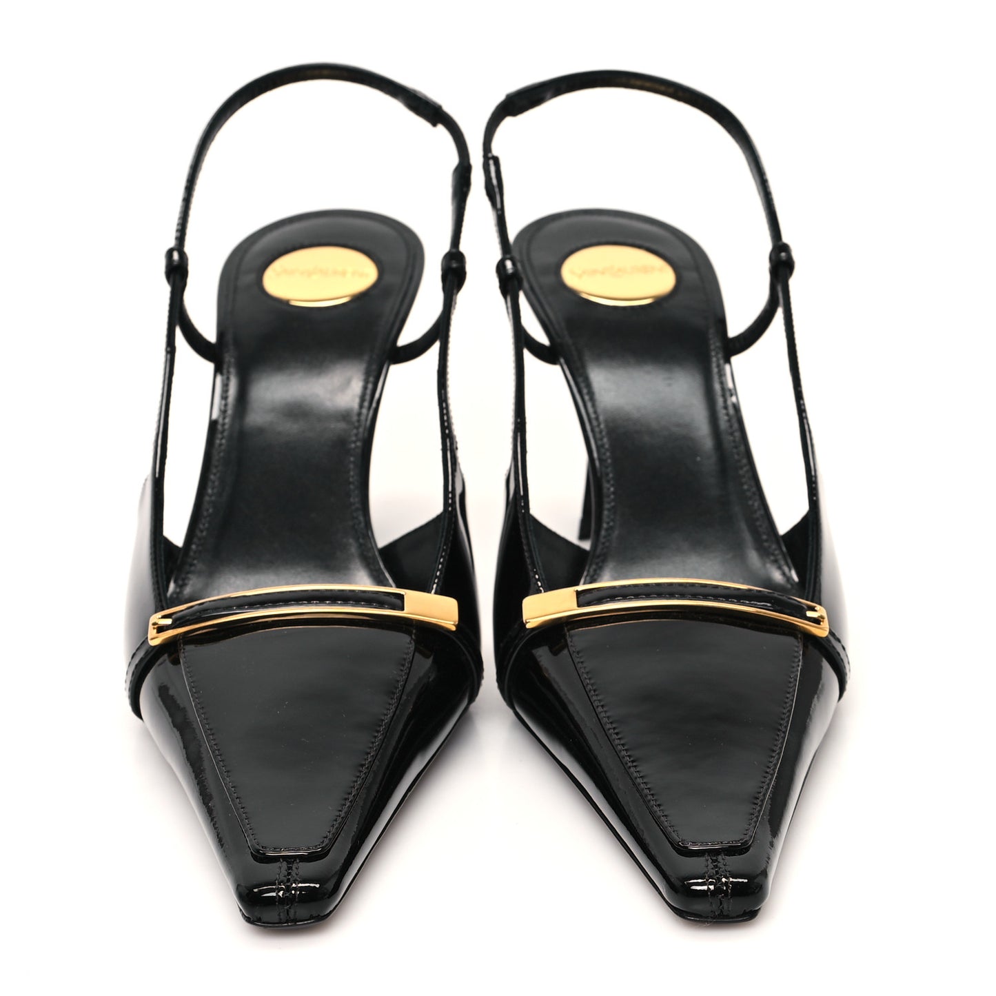 Patent Calfskin Jacqueline 75 Slingback Pumps 37 Black