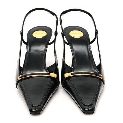 Saint Laurent Patent Calfskin Jacqueline 75 Slingback Pumps 37 Black 3 of 10