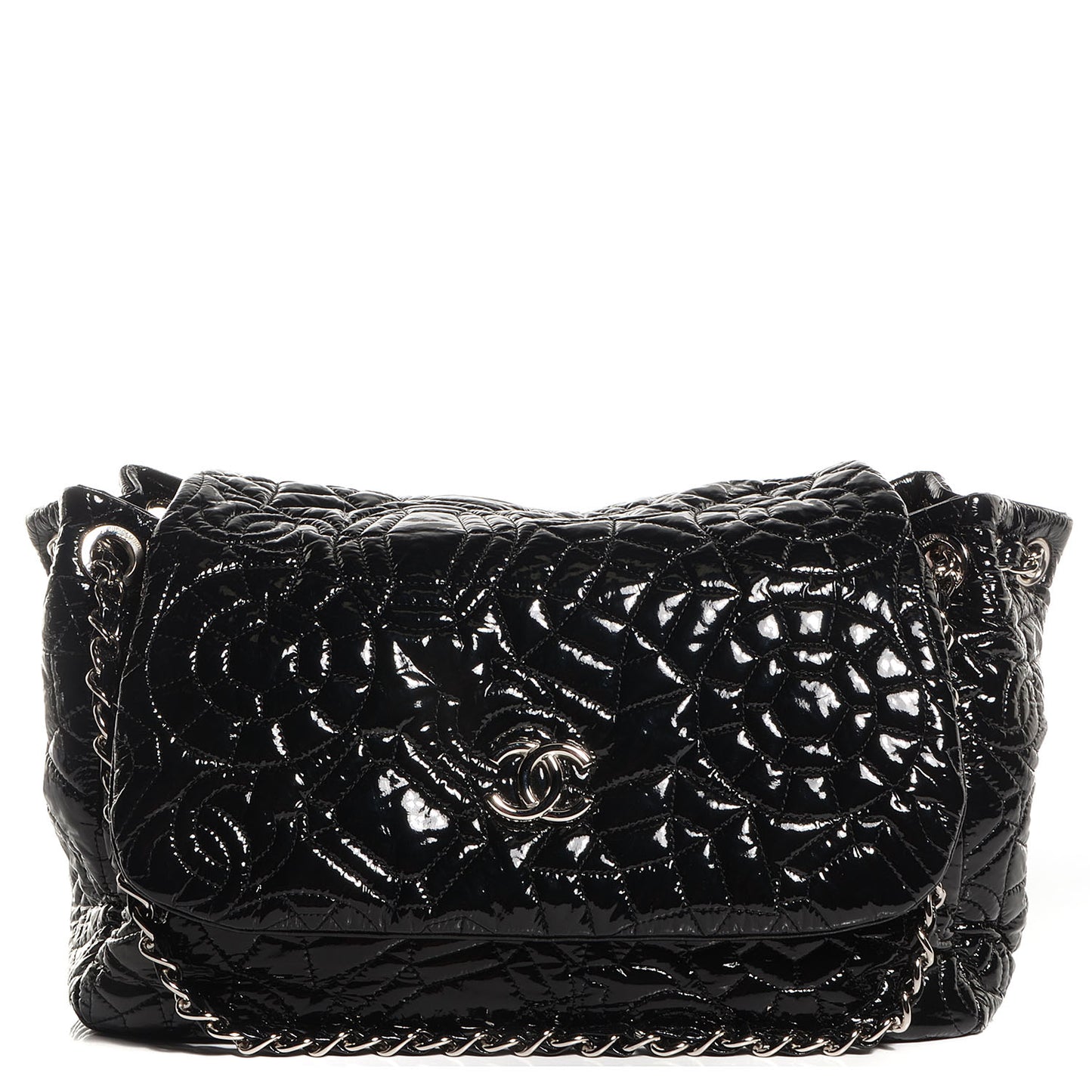 Vinyl Graphic Edge Accordion Flap Bag Black