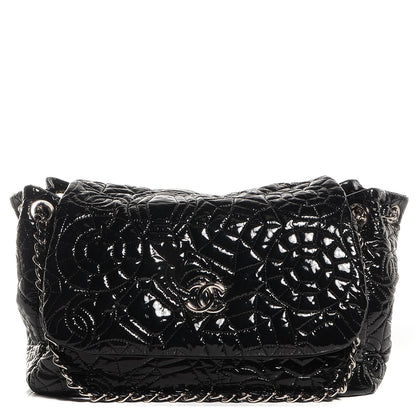 Chanel Vinyl Graphic Edge Accordion Flap Bag Black 1 of 7