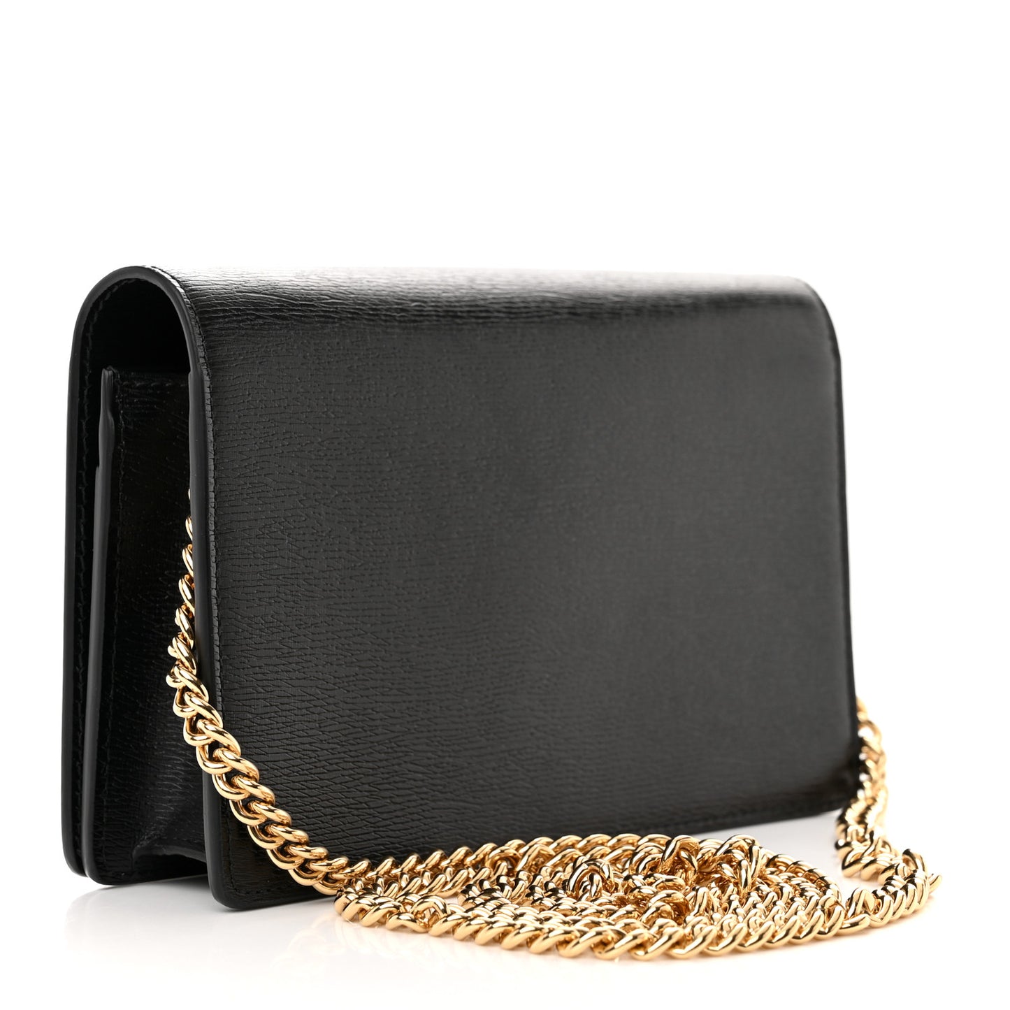 Calfskin Script Logo Wallet On Chain Black