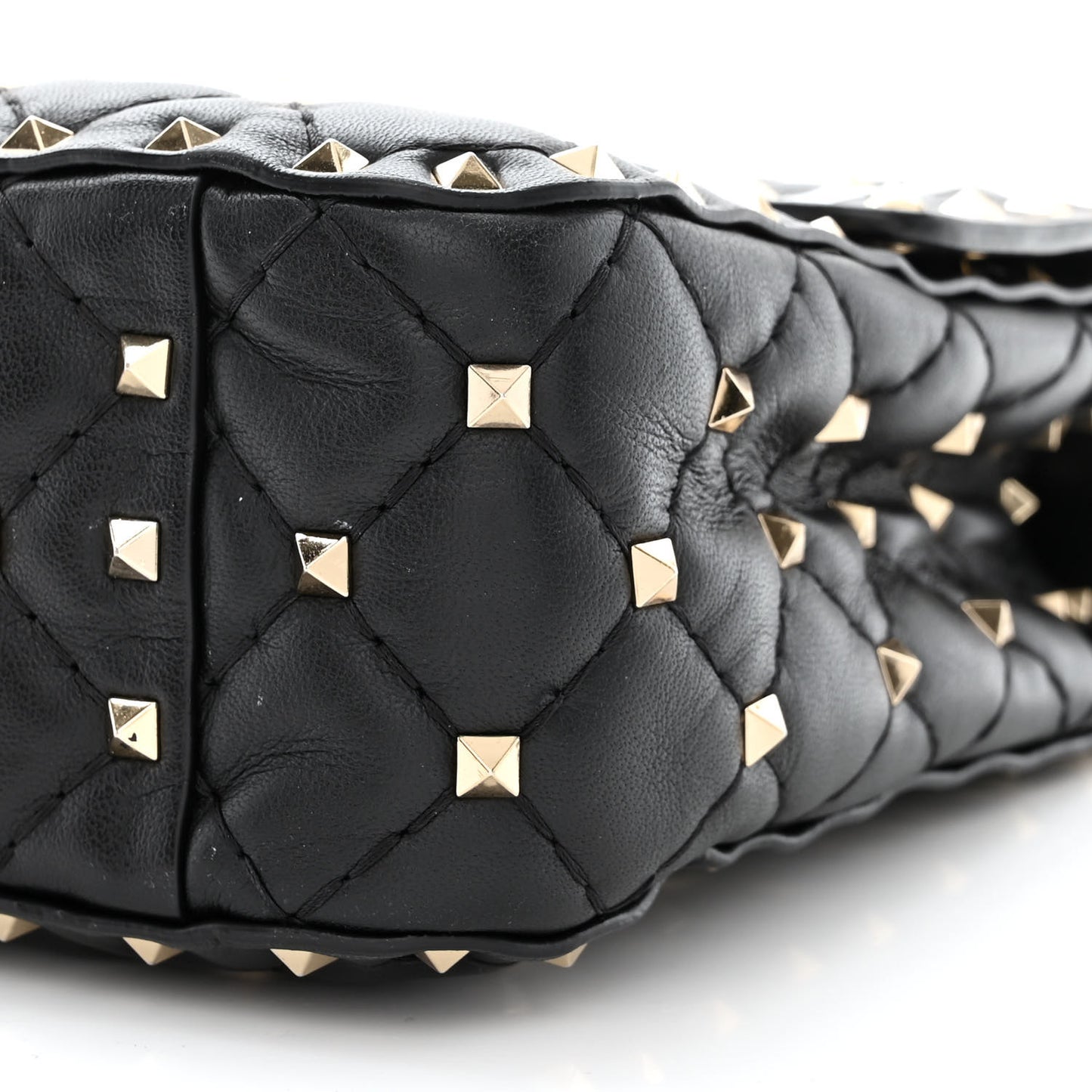 Lambskin VLTN Print Medium Rockstud Spike Shoulder Bag Black