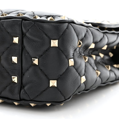 Valentino Garavani Lambskin VLTN Print Medium Rockstud Spike Shoulder Bag Black 9 of 10