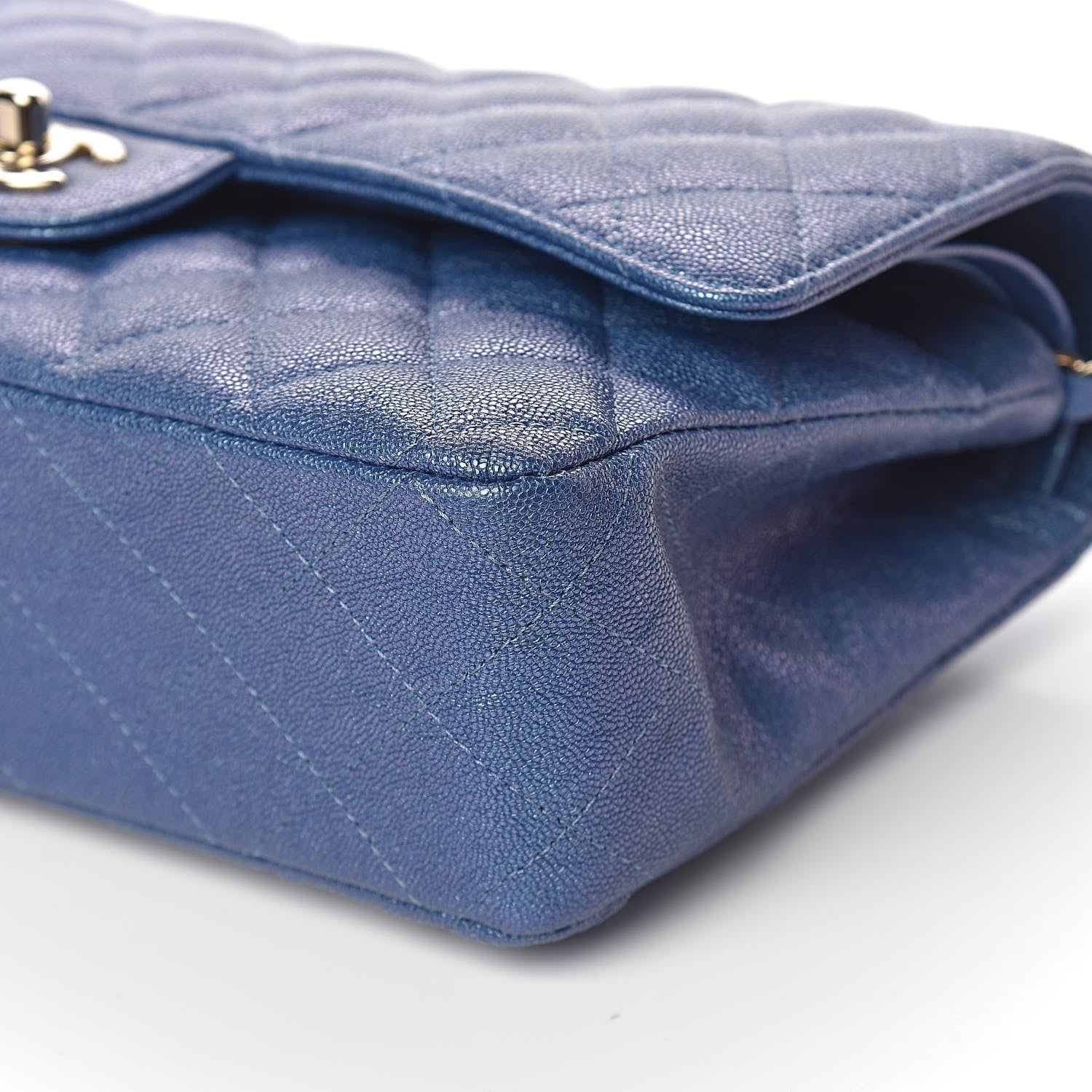 Chanel Iridescent Caviar Quilted Medium Double Flap Dark Blue 9 of 11