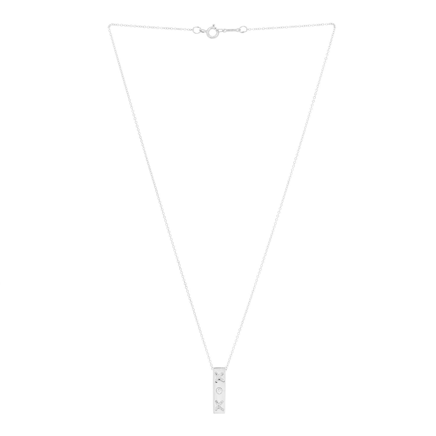 Sterling Silver Diamond Paloma Picasso Love and Kisses Bar Pendant Necklace