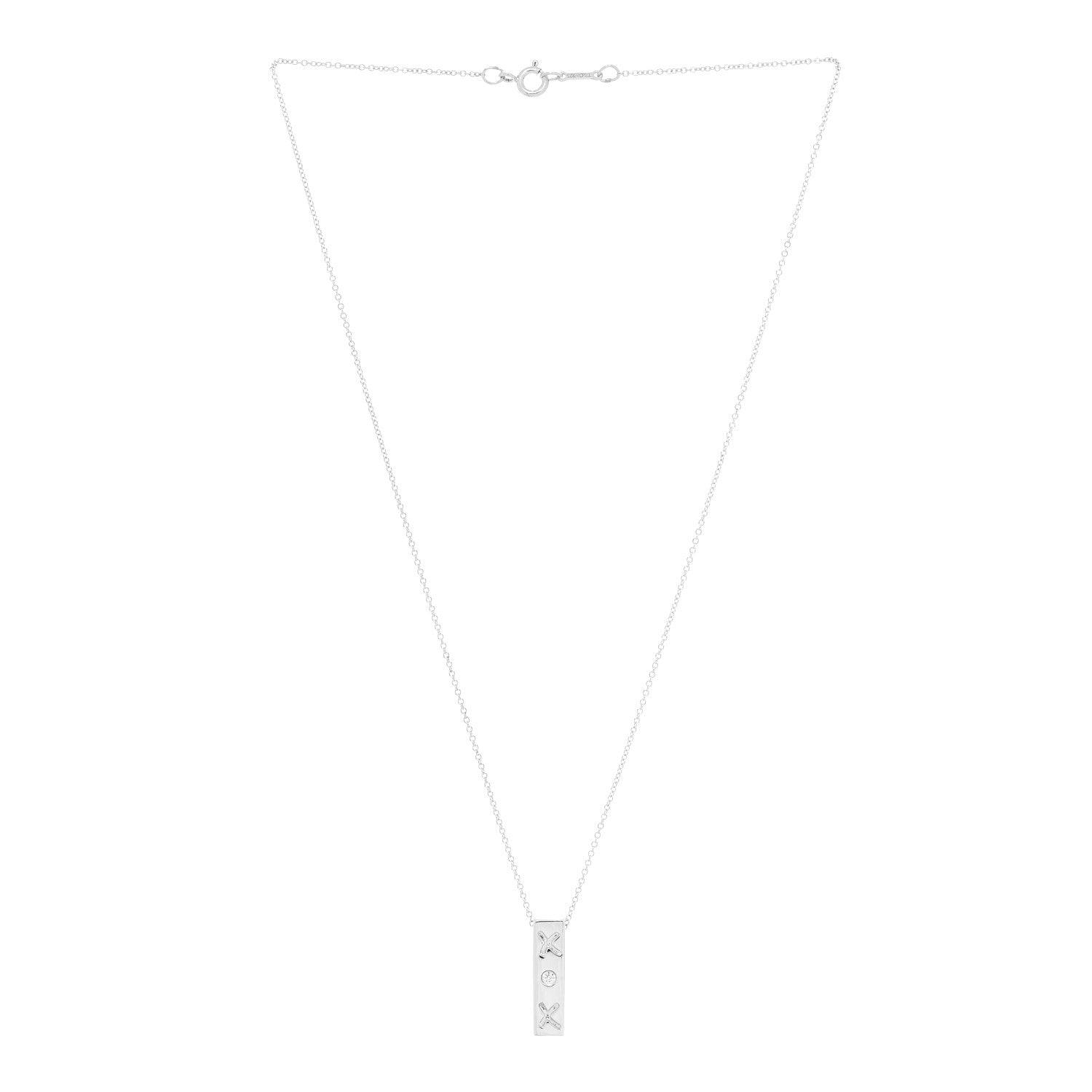Tiffany Sterling Silver Diamond Paloma Picasso Love and Kisses Bar Pendant Necklace 2 of 5