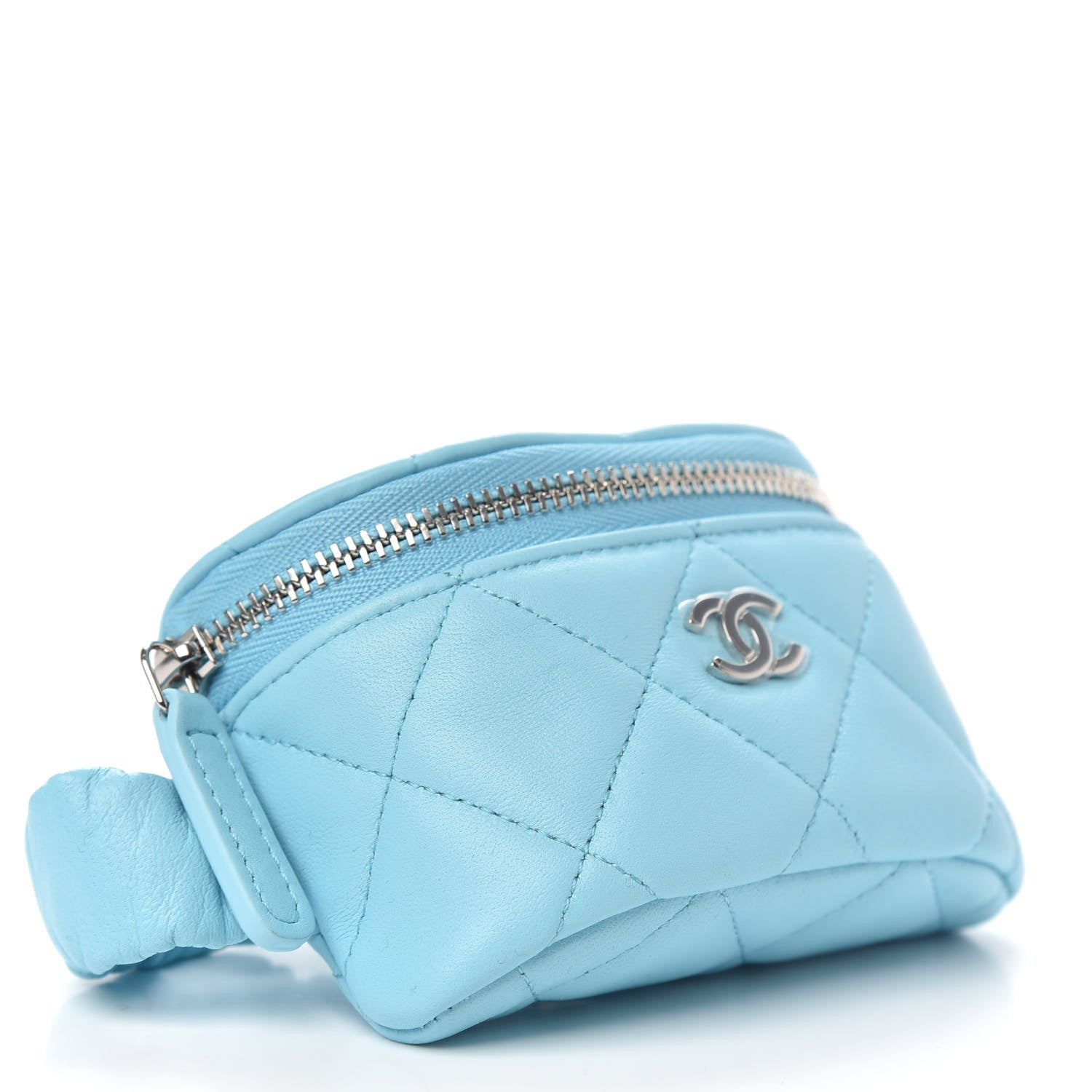 Chanel Lambskin Quilted Arm Coin Purse Neon Blue 4 of 8