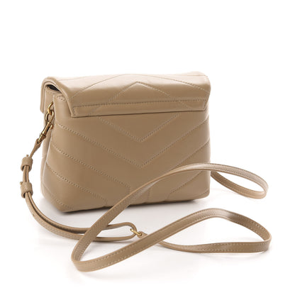 Saint Laurent Calfskin Y Quilted Monogram Toy Loulou Crossbody Bag Latte 2 of 11