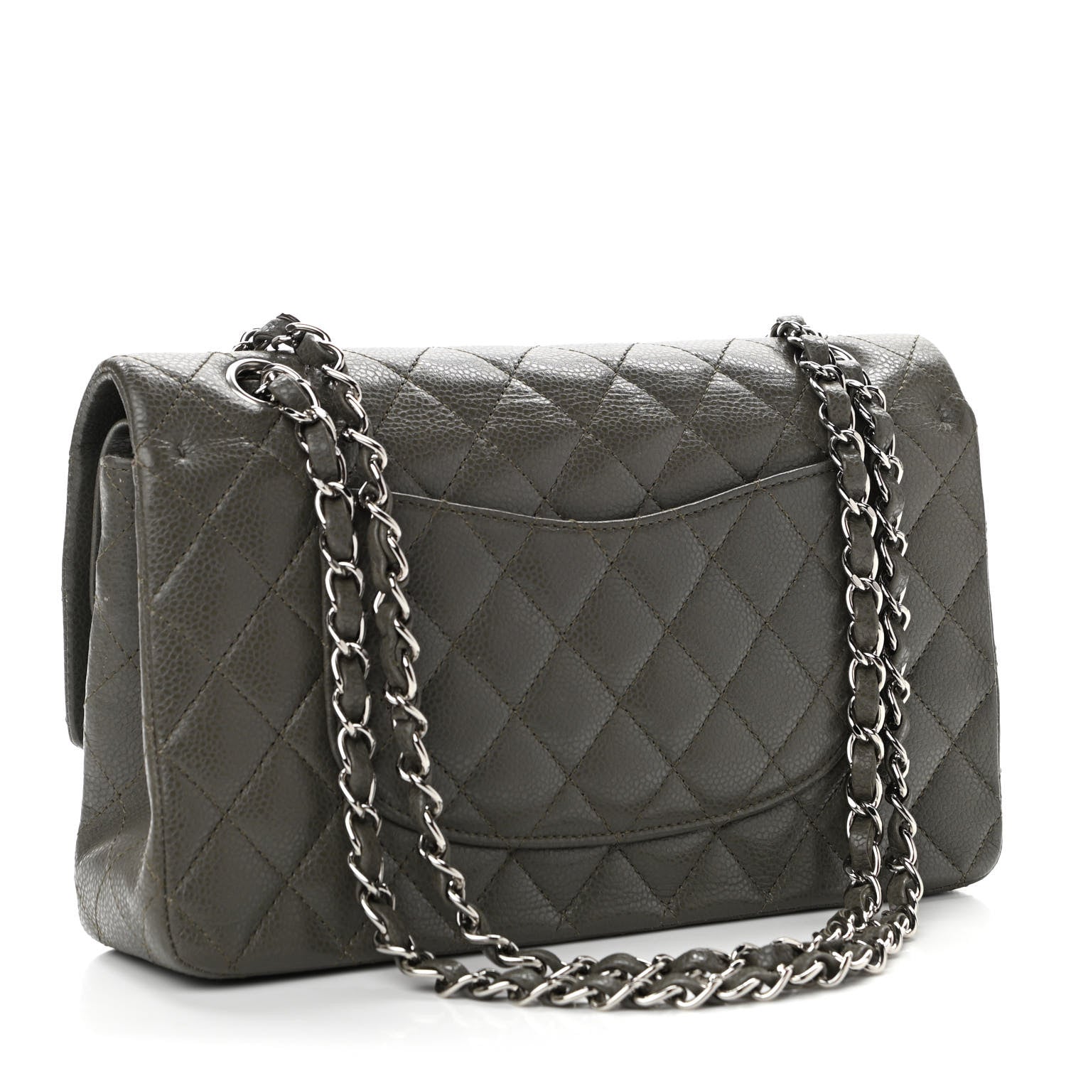 Chanel Caviar Quilted Medium Double Flap Dark Grey 3 of 13