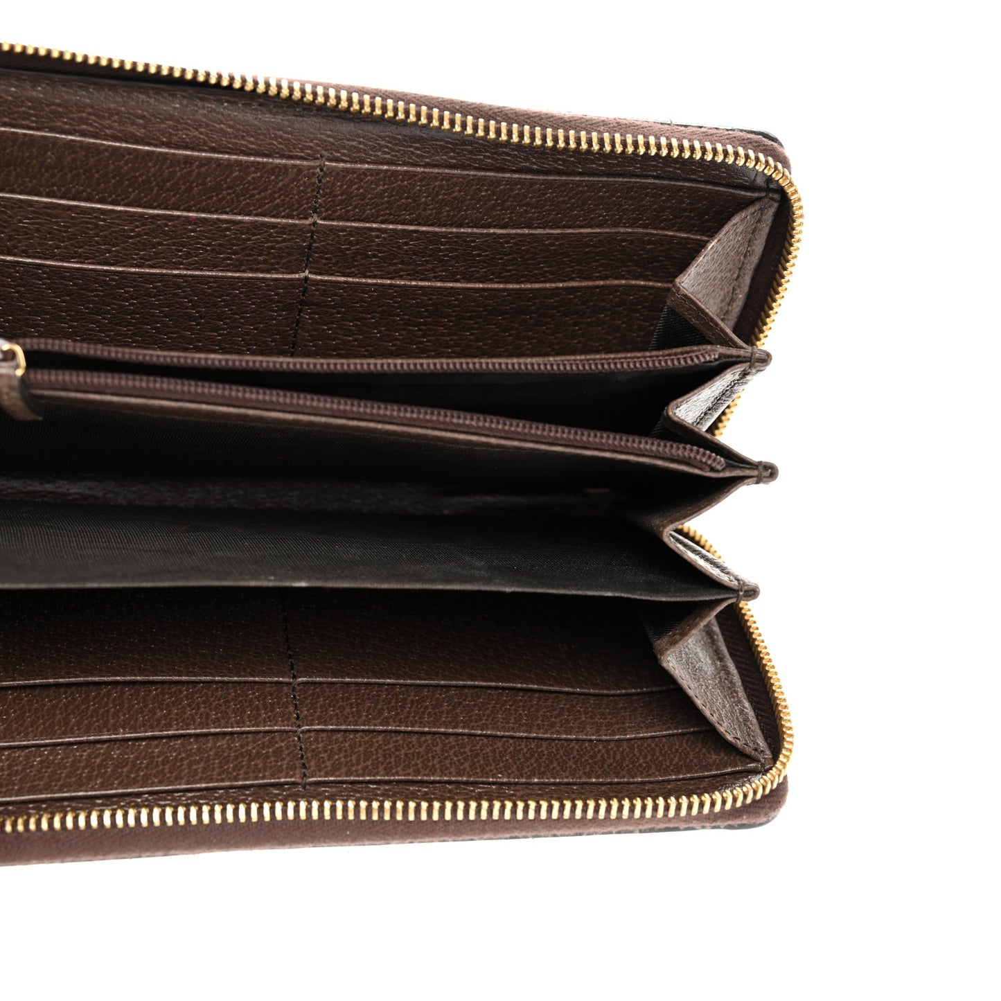GG Supreme Monogram Web Ophidia Zip Around Wallet Brown
