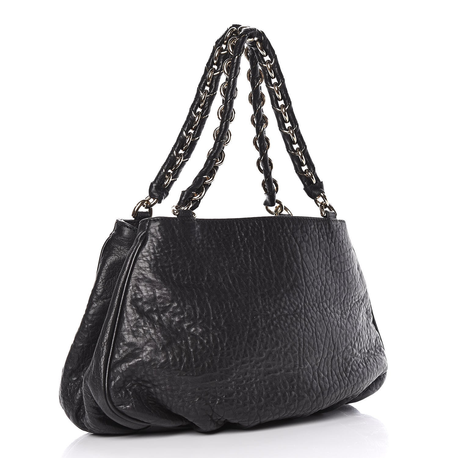 Fendi Crinkled Lambskin Small Mia Tote Black 3 of 12