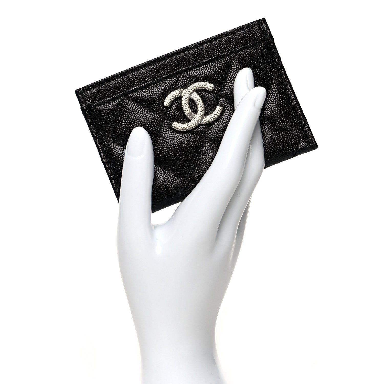 Chanel Caviar Quilted Studded CC Card Holder Black 2 of 9