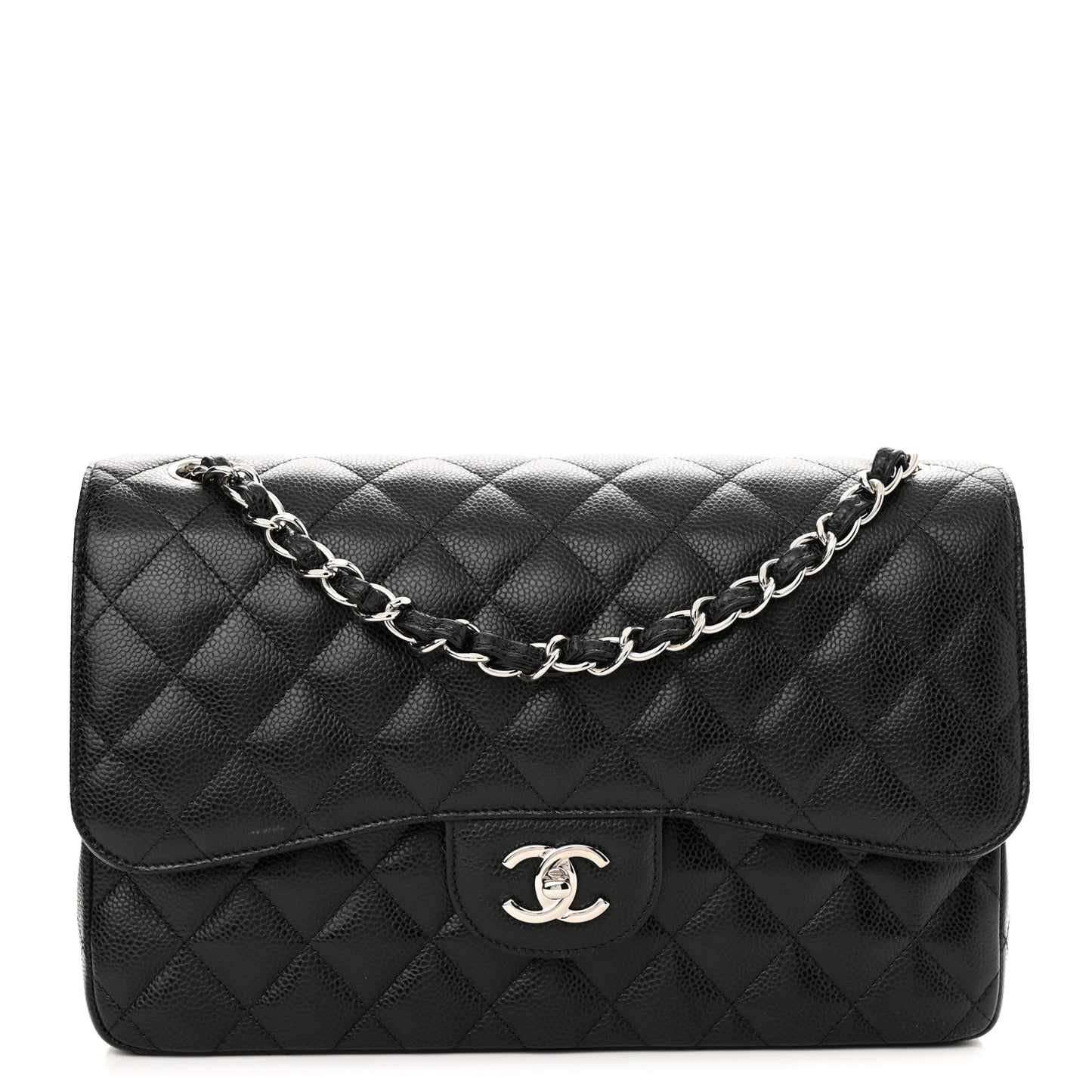 Caviar Quilted Jumbo Double Flap Black