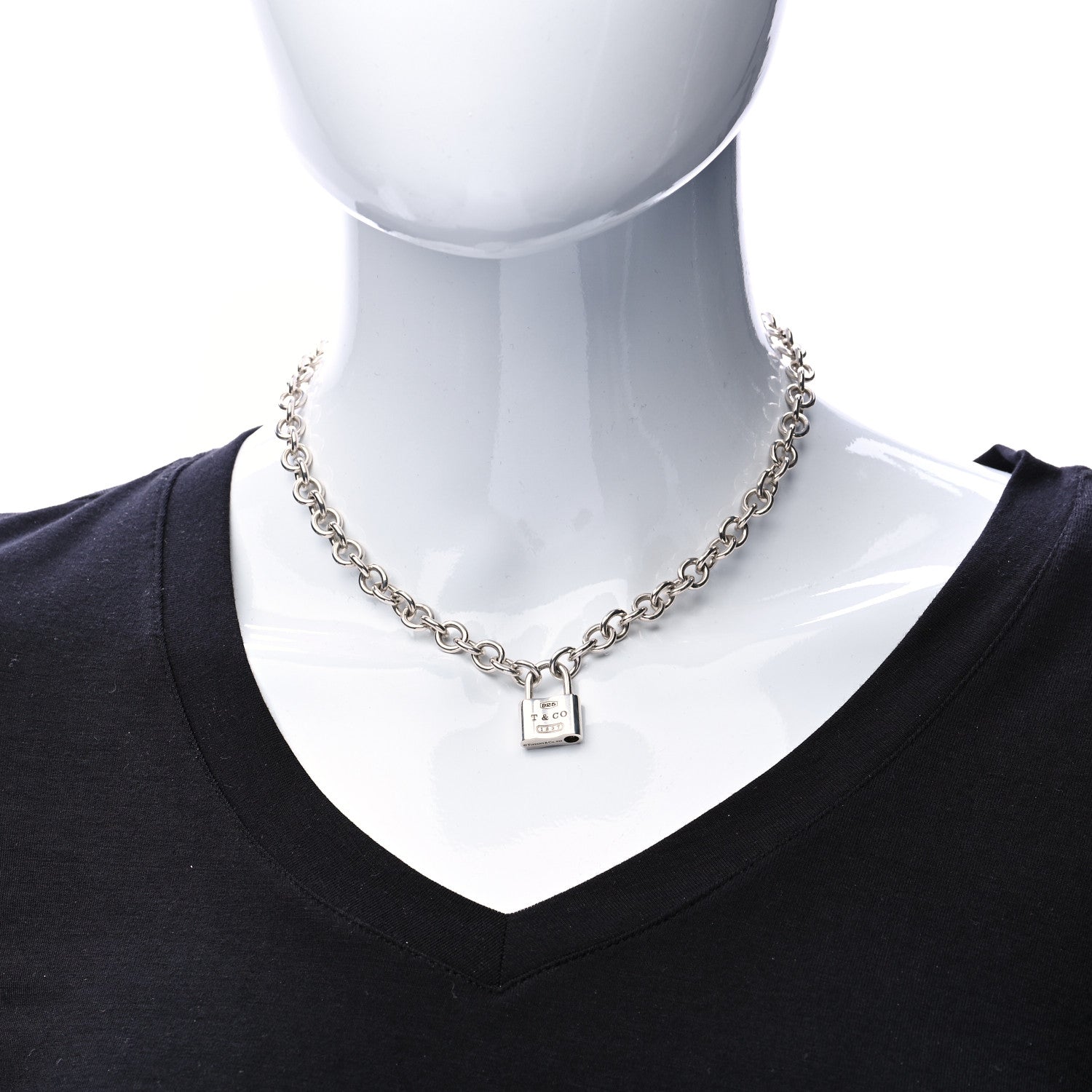 Tiffany Sterling Silver 1837 Lock Charm Necklace 2 of 7