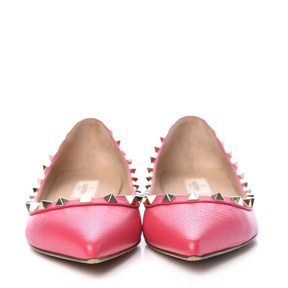 Valentino Garavani Pebbled Calfskin Rockstud Ballerina Flats 38 Deep Fuxia 2 of 14