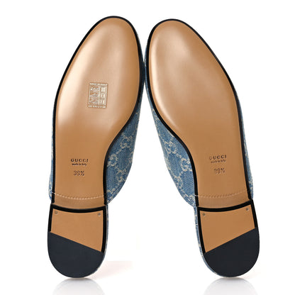 Gucci New Denim GG Malaga Kid Womens Princetown Slippers 39.5 Light Blue Royale 7 of 11