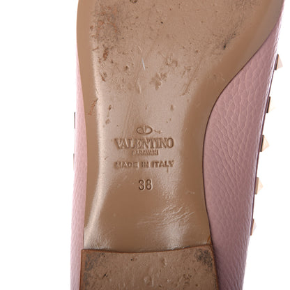 Valentino Garavani Pebbled Calfskin Rockstud Ballerina Flats 38 Pink 8 of 10