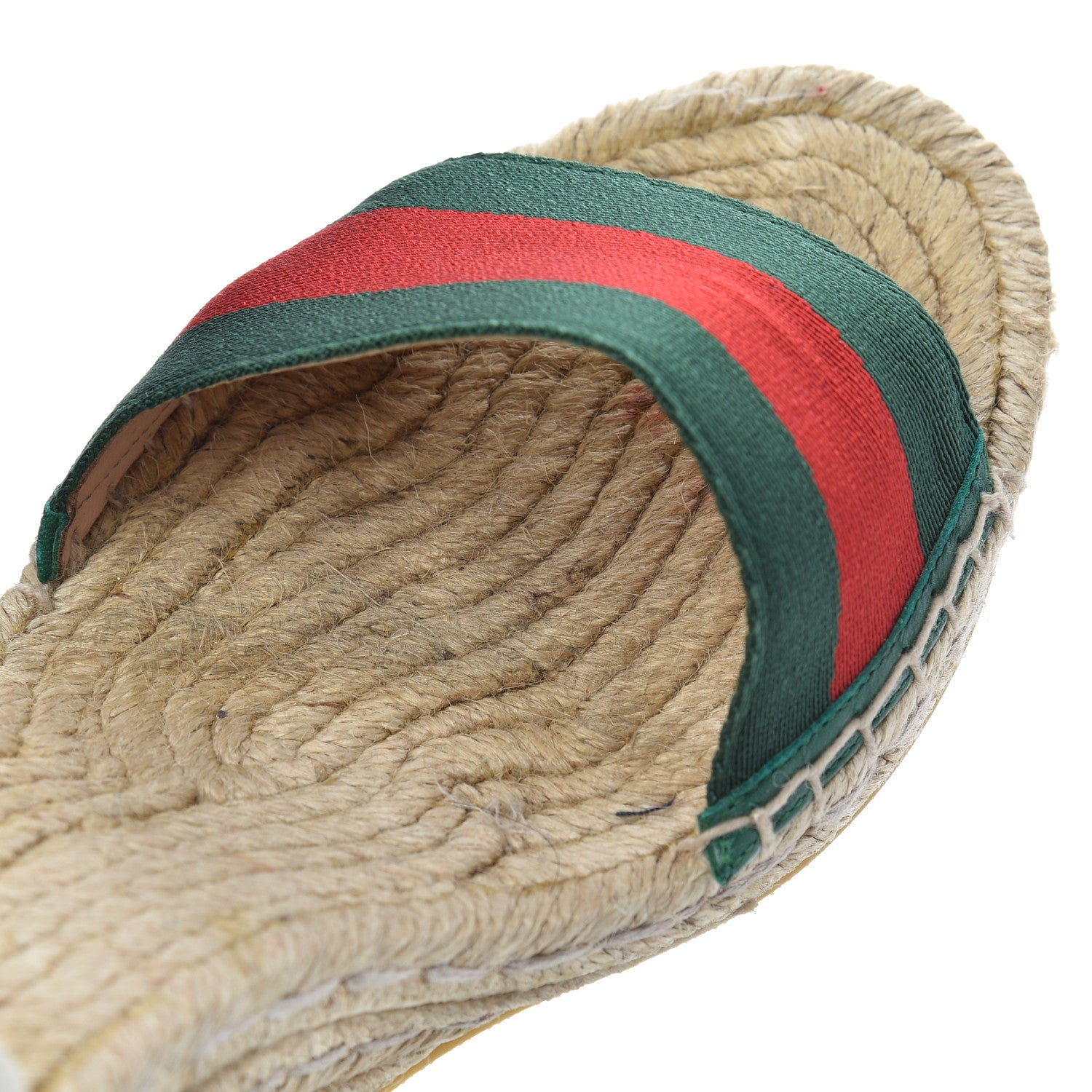 Gucci Canvas Malaga Kid Web Ankle Wrap Espadrille Wedge Sandals 40 Green Red Mystic White Emerald 17 of 19