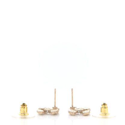 Chanel Pearl Crystal CC Earrings Light Gold 3 of 5