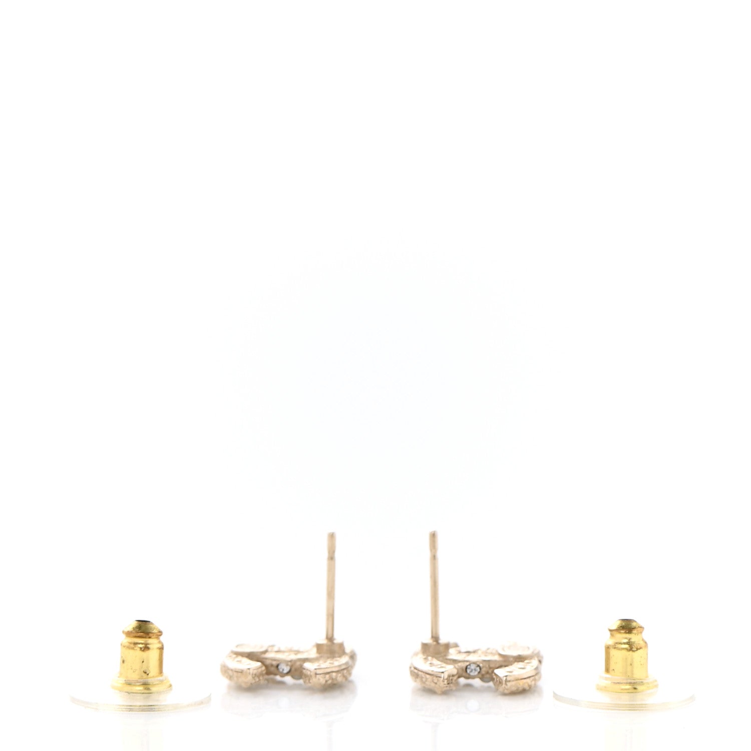 Chanel Pearl Crystal CC Earrings Light Gold 3 of 5