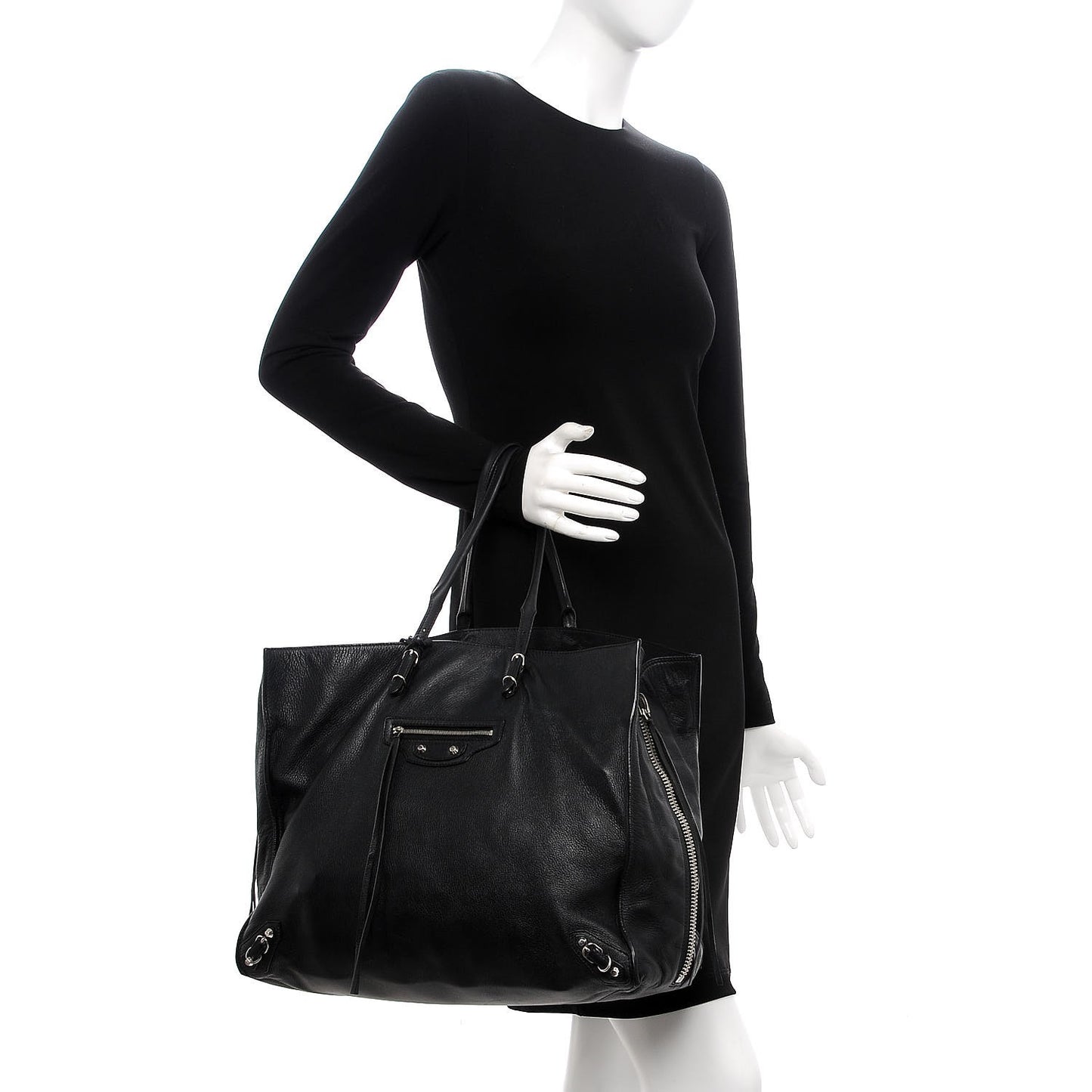 Supple Calfskin Papier A4 Zip Around Tote Black
