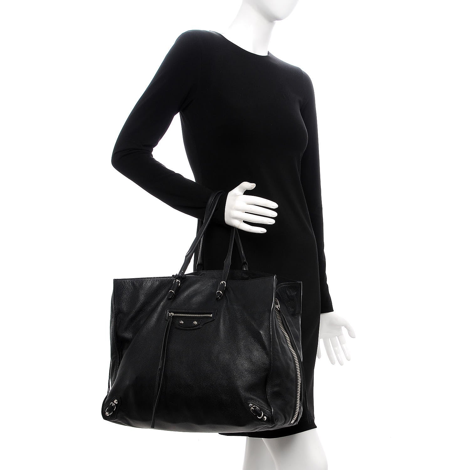Balenciaga Supple Calfskin Papier A4 Zip Around Tote Black 2 of 7