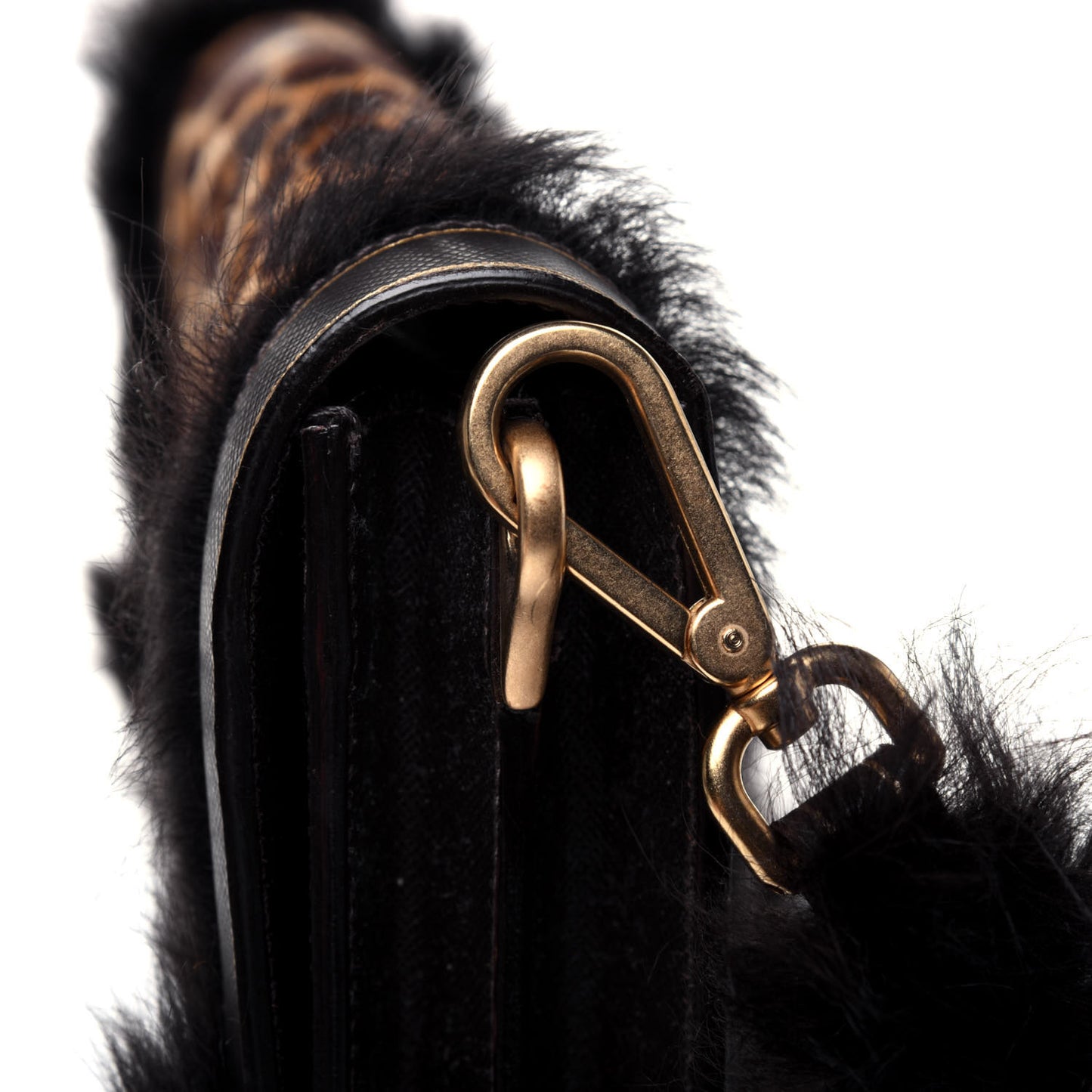 Calf Hair Leopard Print Shoulder Bag Avorio