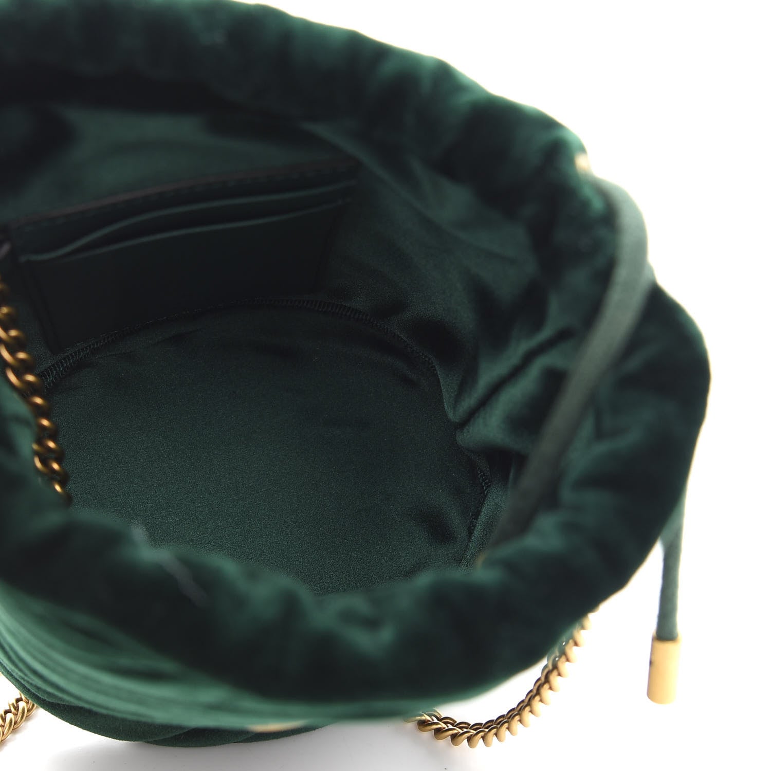 Gucci Velvet Matelasse Mini GG Marmont 2.0 Bucket Bag Dark Green 5 of 8