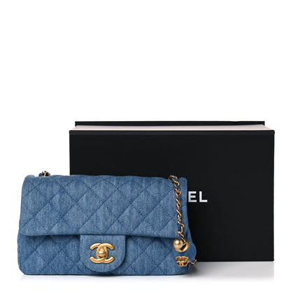 Chanel Denim Quilted Mini Pearl Crush Rectangular Flap Blue 10 of 10