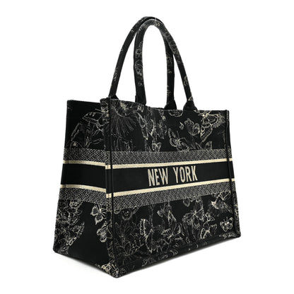 Christian Dior Canvas Embroidered Medium New York Butterfly Book Tote Black 3 of 12