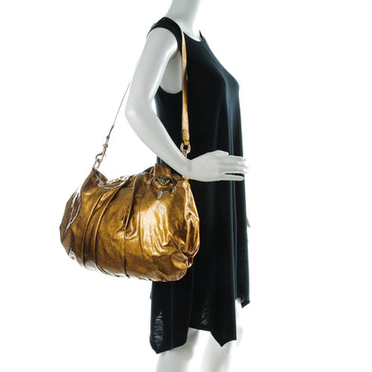 Gucci Patent Medium Hysteria Top Handle Bag Gold 2 of 8