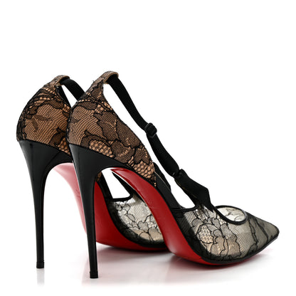 Christian Louboutin Nappa Patent Chantilly Lace Hot Jeanbi 100 Pumps 39.5 Black 5 of 11