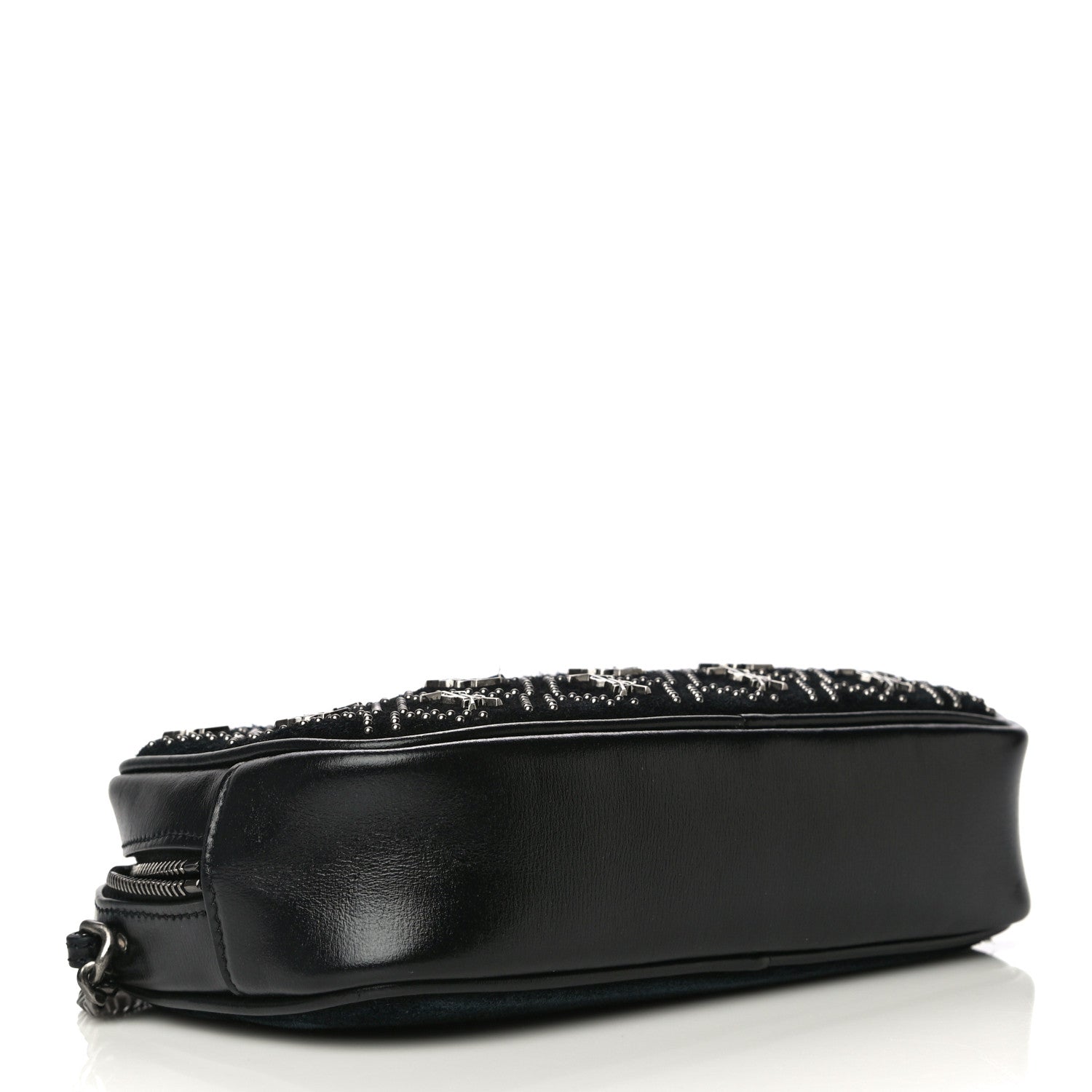 Saint Laurent Suede Calfskin Embellished Mini Monogram Lou Camera Bag Black 4 of 21