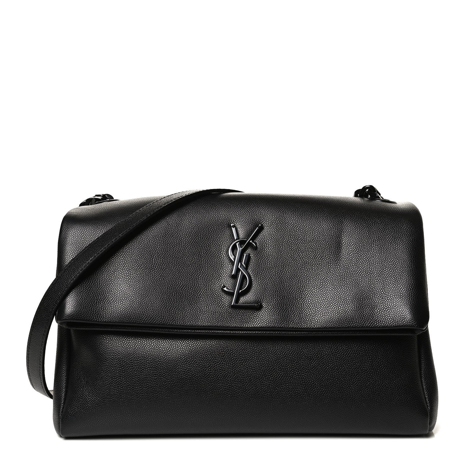 Saint Laurent Grain De Poudre Medium West Hollywood Monogram Fold-Over Black 1 of 10