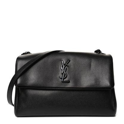 Saint Laurent Grain De Poudre Medium West Hollywood Monogram Fold-Over Black 1 of 10