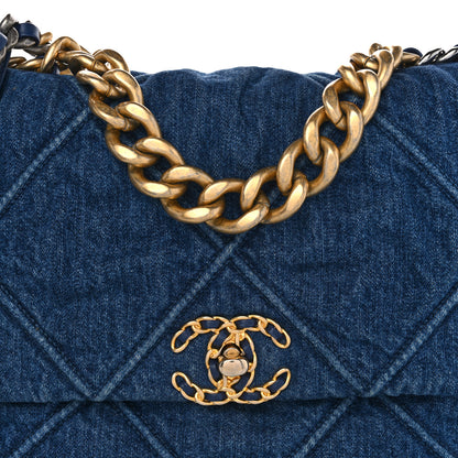 Chanel Denim Quilted Large Chanel 19 Flap Blue 8 of 12