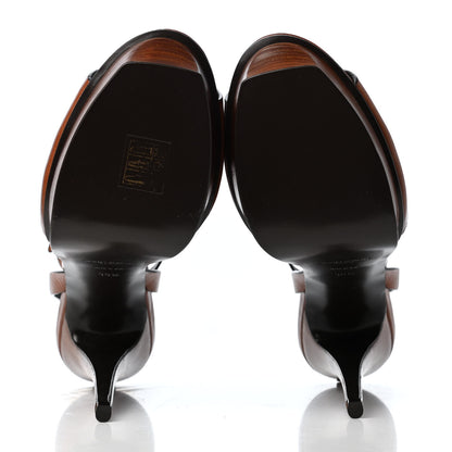 Saint Laurent Calfskin Tribute Lips Platform Sandals 39.5 Toffee 4 of 4