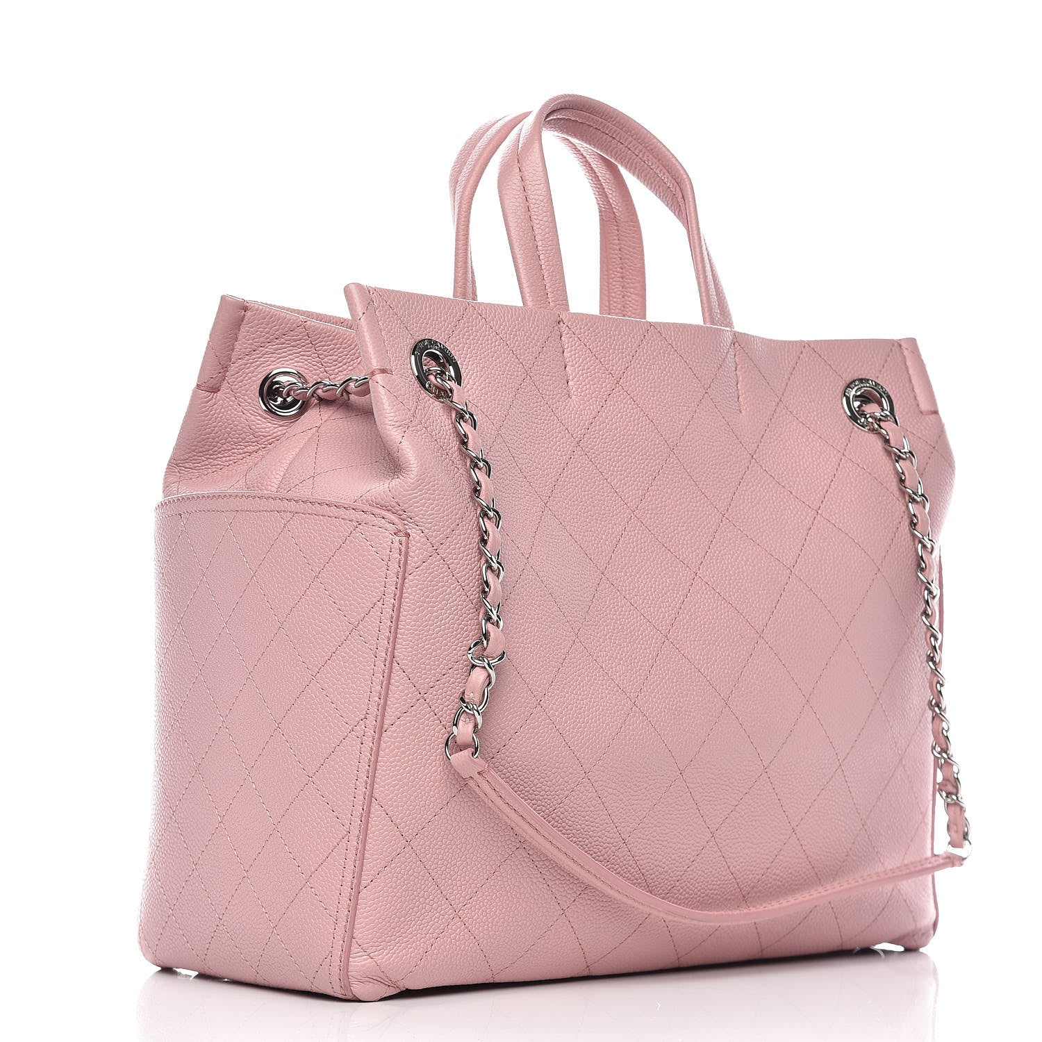 Chanel Grained Calfskin Small CC Pocket Tote Pink 3 of 12