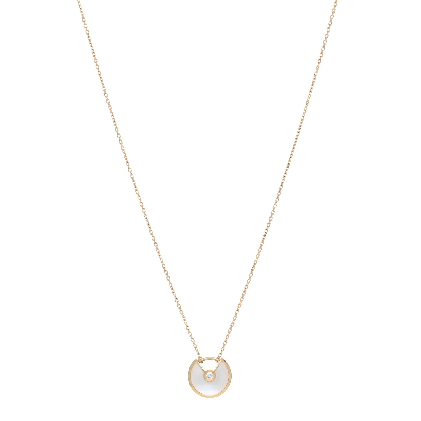 18K Yellow Gold Diamond Mother of Pearl XS Amulette de Cartier Pendant Necklace