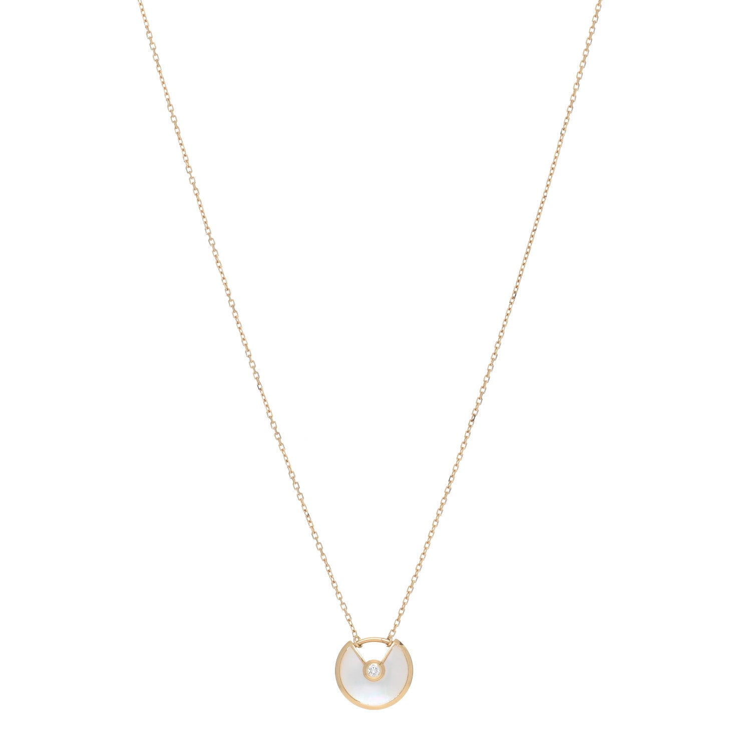 Cartier 18K Yellow Gold Diamond Mother of Pearl XS Amulette de Cartier Pendant Necklace 1 of 5