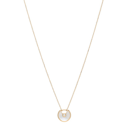 Cartier 18K Yellow Gold Diamond Mother of Pearl XS Amulette de Cartier Pendant Necklace 1 of 5