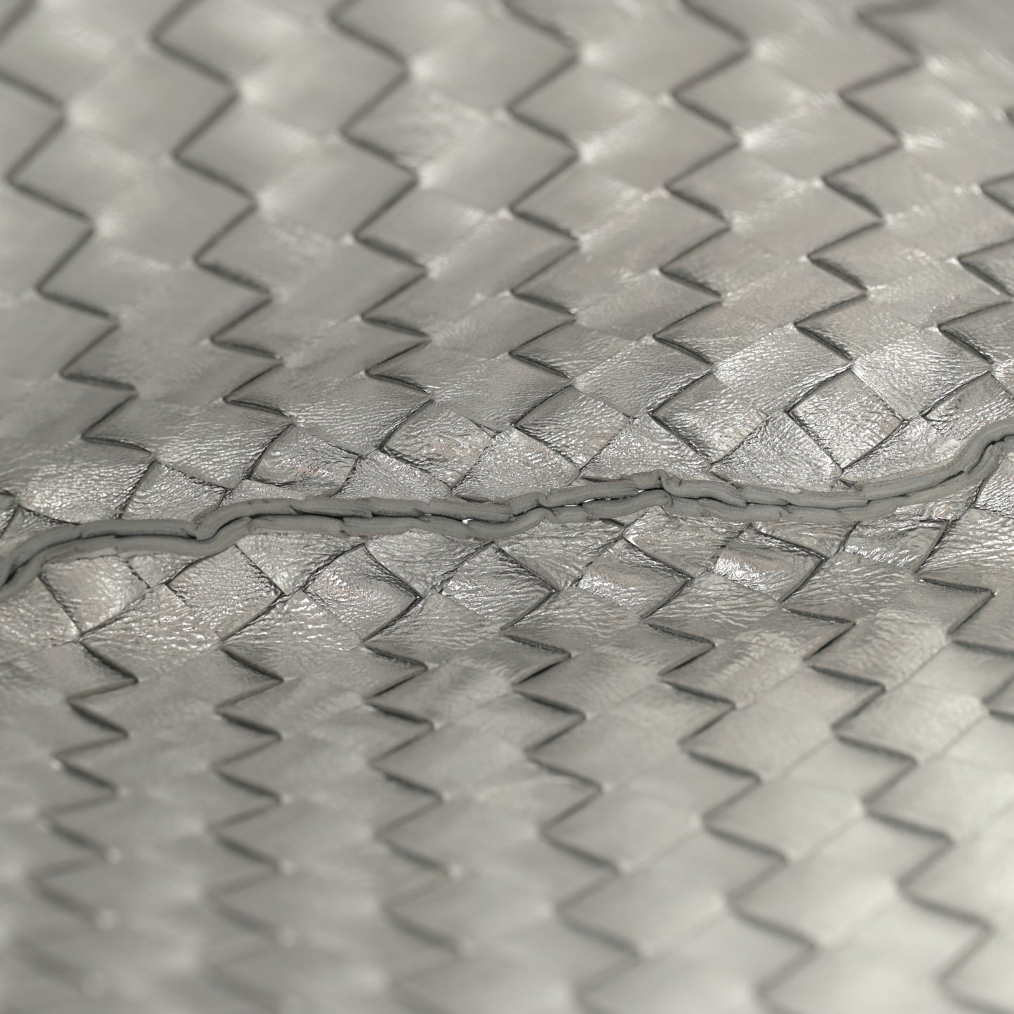 Mirror Laminated Nappa Intrecciato Sardine Bag Silver