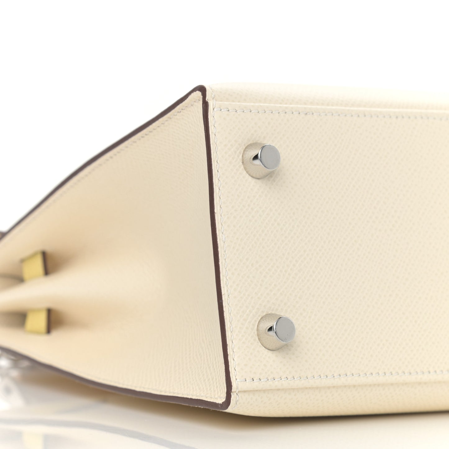 Epsom Tri-Color Kelly Sellier 25 Nata Jaune Poussin Sesame