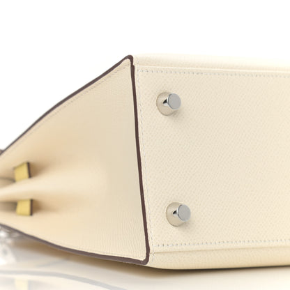 Hermes Epsom Tri-Color Kelly Sellier 25 Nata Jaune Poussin Sesame 9 of 11