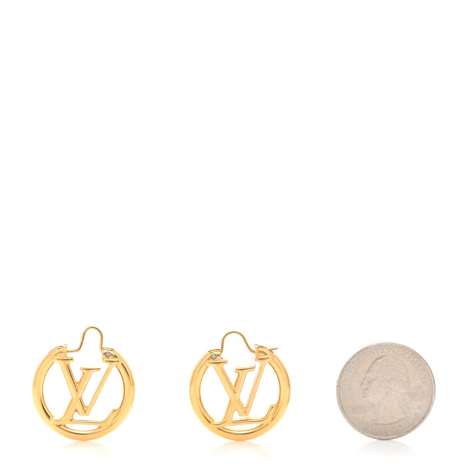 Louis Vuitton Metal Small Louise Hoop Earrings Gold 2 of 4